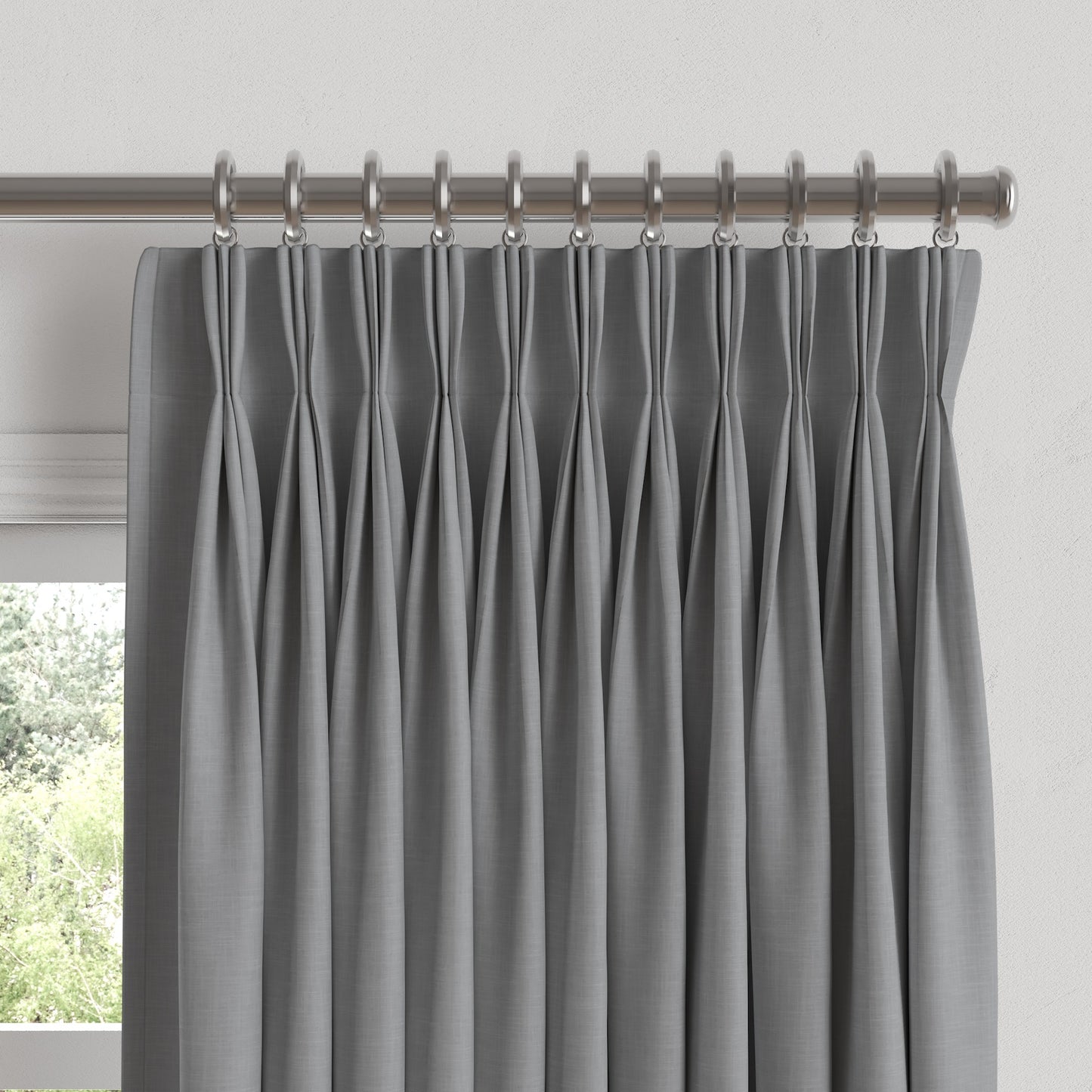 Euro Pleat Drapery in Classic Linen - Cement