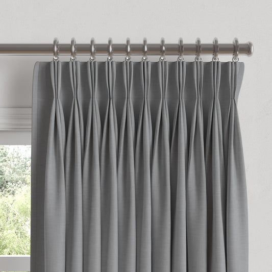 Euro Pleat Drapery in Classic Linen - Cement