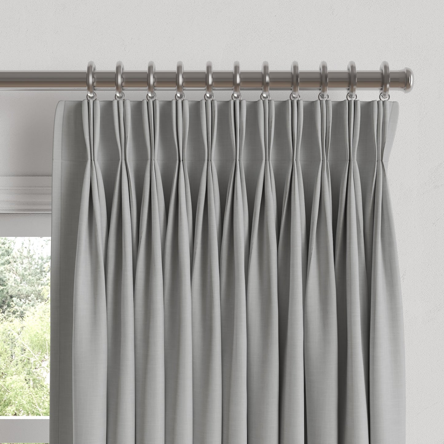 Pinch Pleat Drapery in Classic Linen - Grey