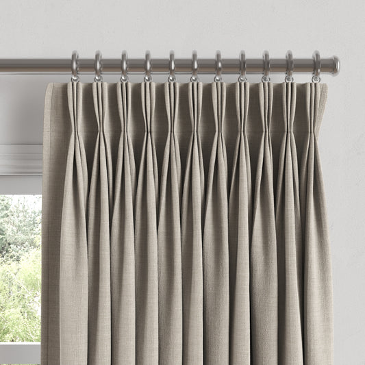 Pinch Pleat Drapery in Classic Linen - Heathered Flax
