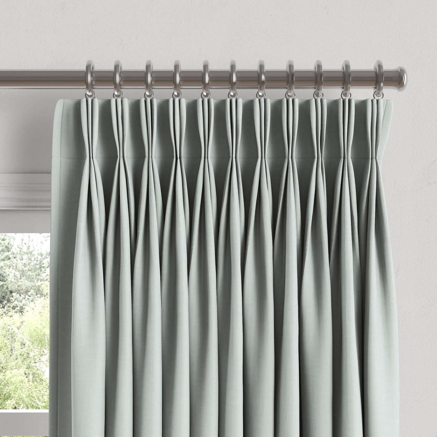 Pinch Pleat Drapery in Classic Linen - Mint
