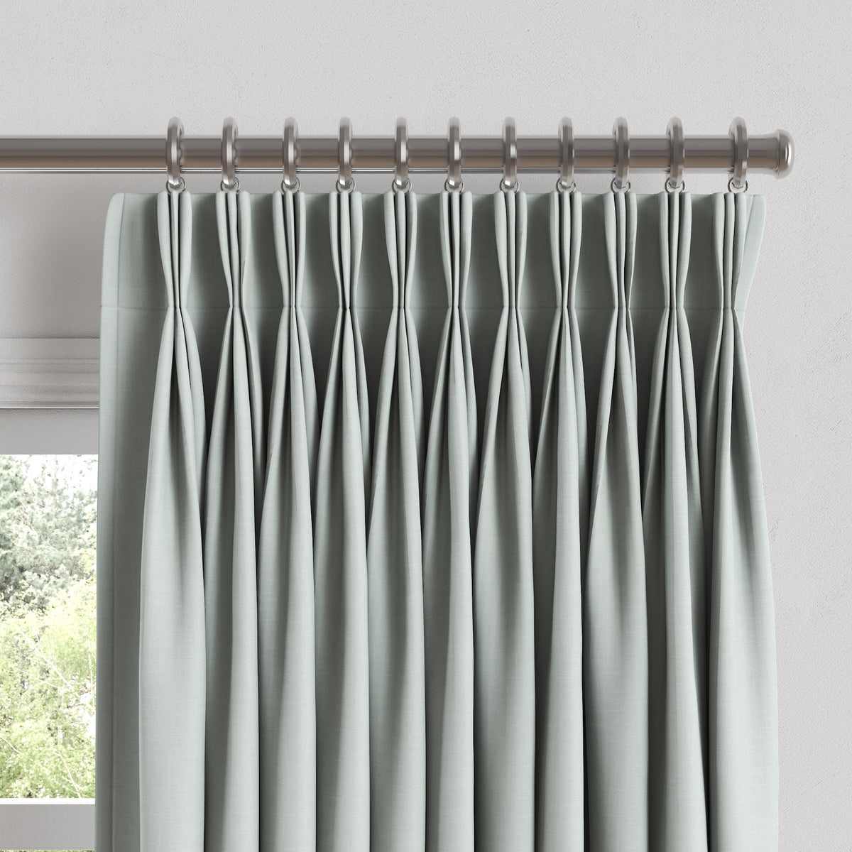 Pinch Pleat Drapery in Classic Linen - Mint