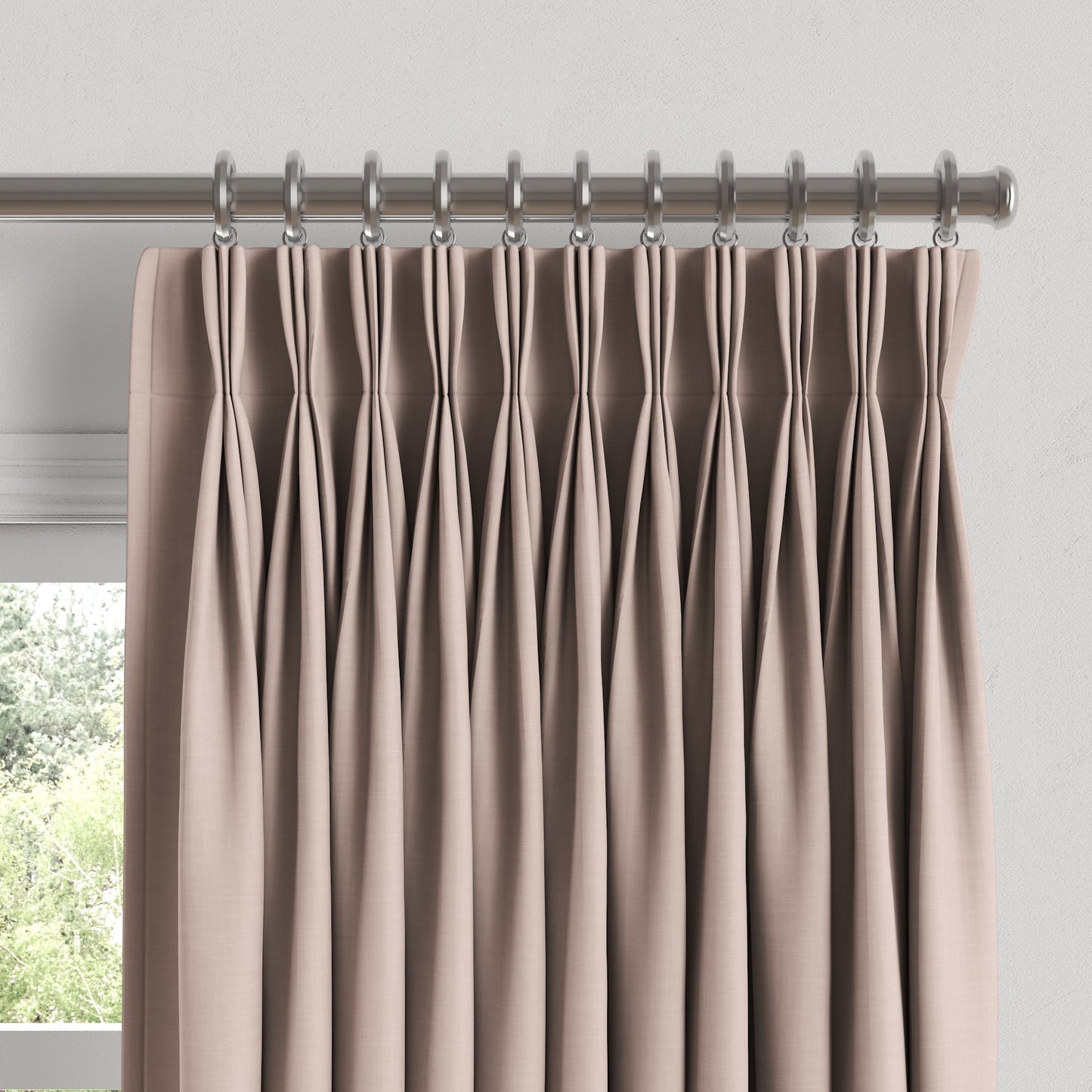 Pinch Pleat Drapery in Classic Linen - Petal