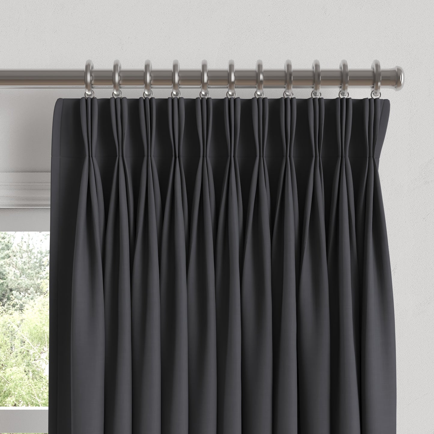 Pinch Pleat Drapery in Classic Linen - Steel