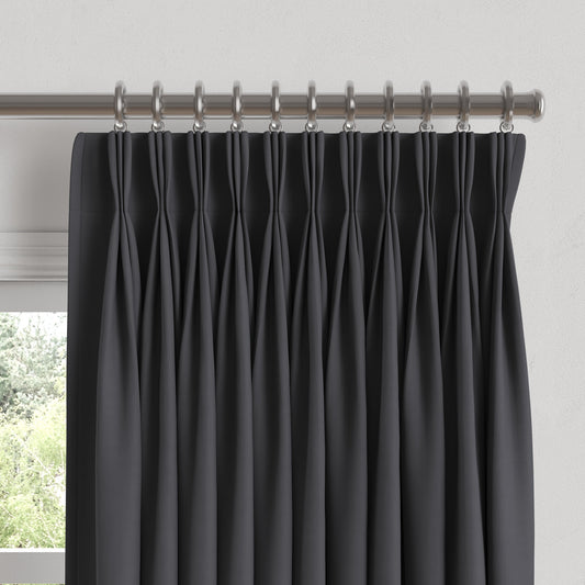 Pinch Pleat Drapery in Classic Linen - Steel