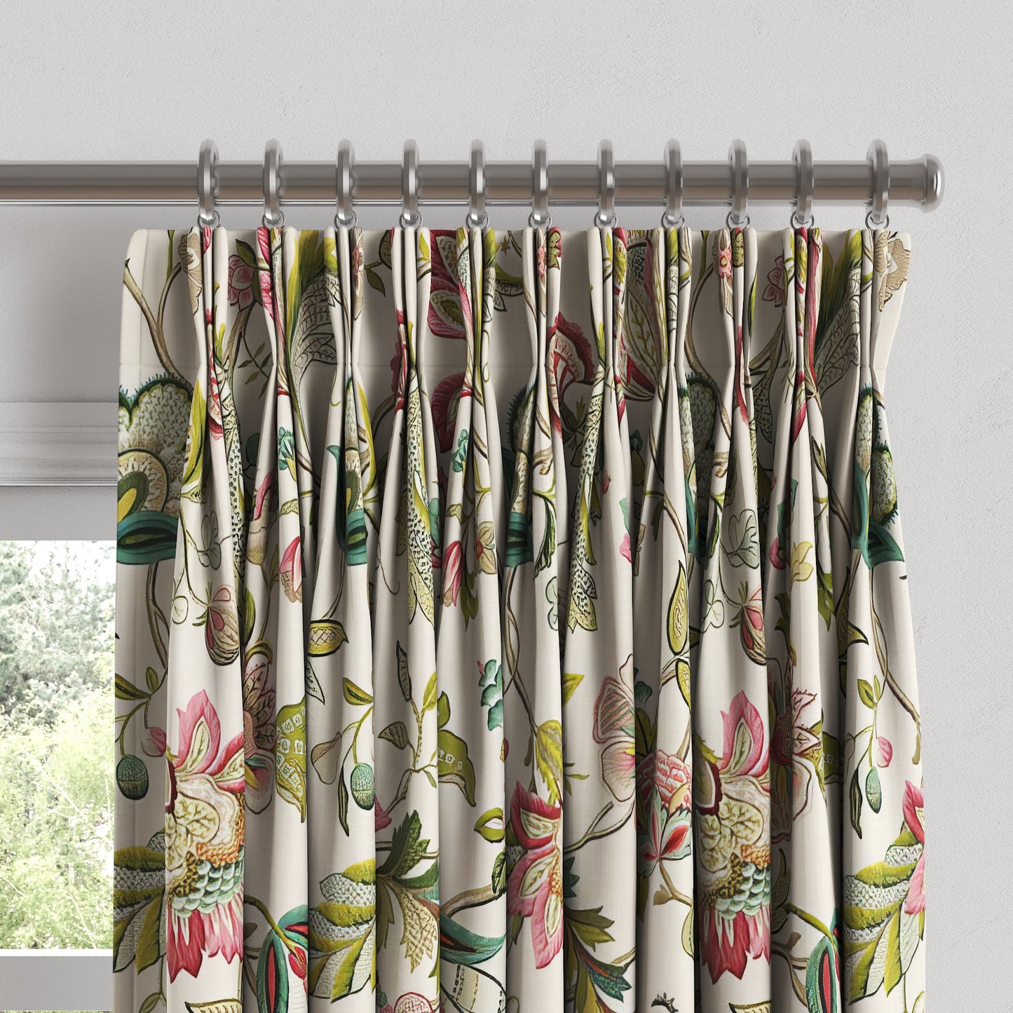 Pinch Pleat Drapery in Fleur De Leaf - Blossom