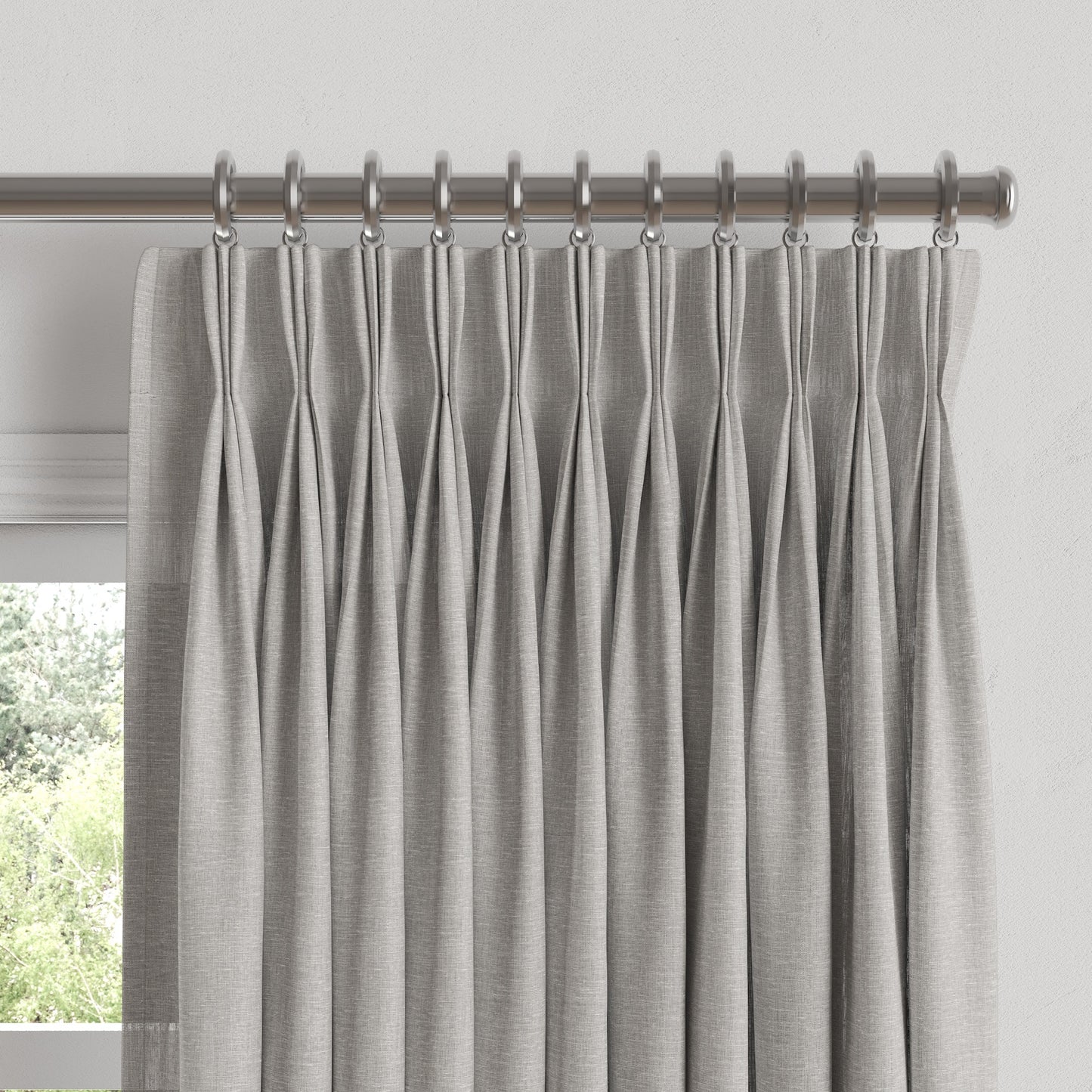 Pinch Pleat Drapery in Linen Sheer - Dim Gray