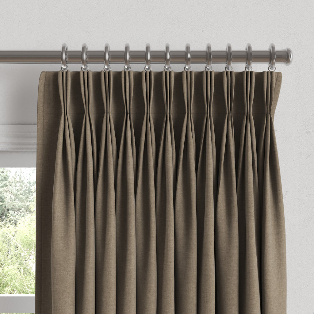 Pinch Pleat Drapery in Lush Linen - Mink