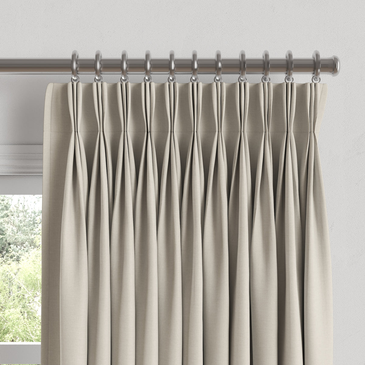 Pinch Pleat Drapery in Lush Linen - Oatmeal