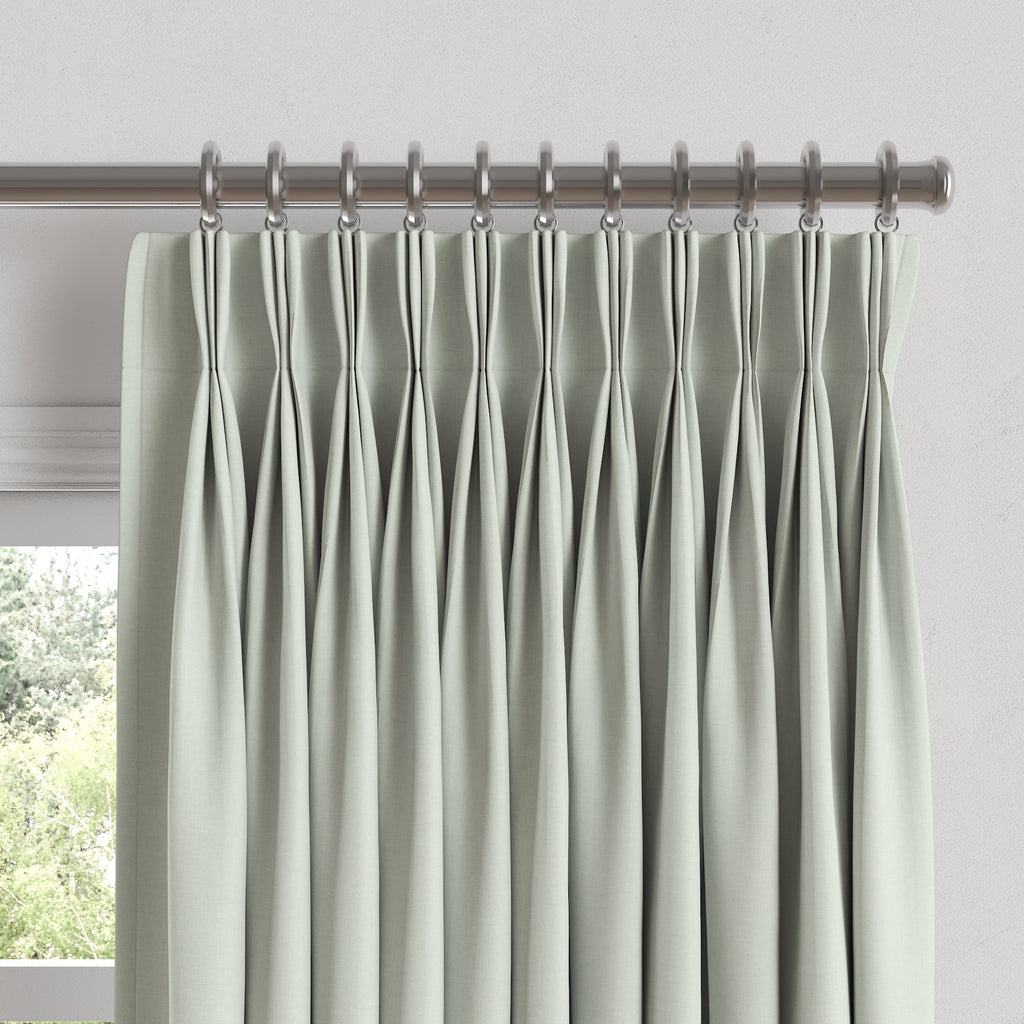 Pinch Pleat Drapery in Lush Linen - Seafoam