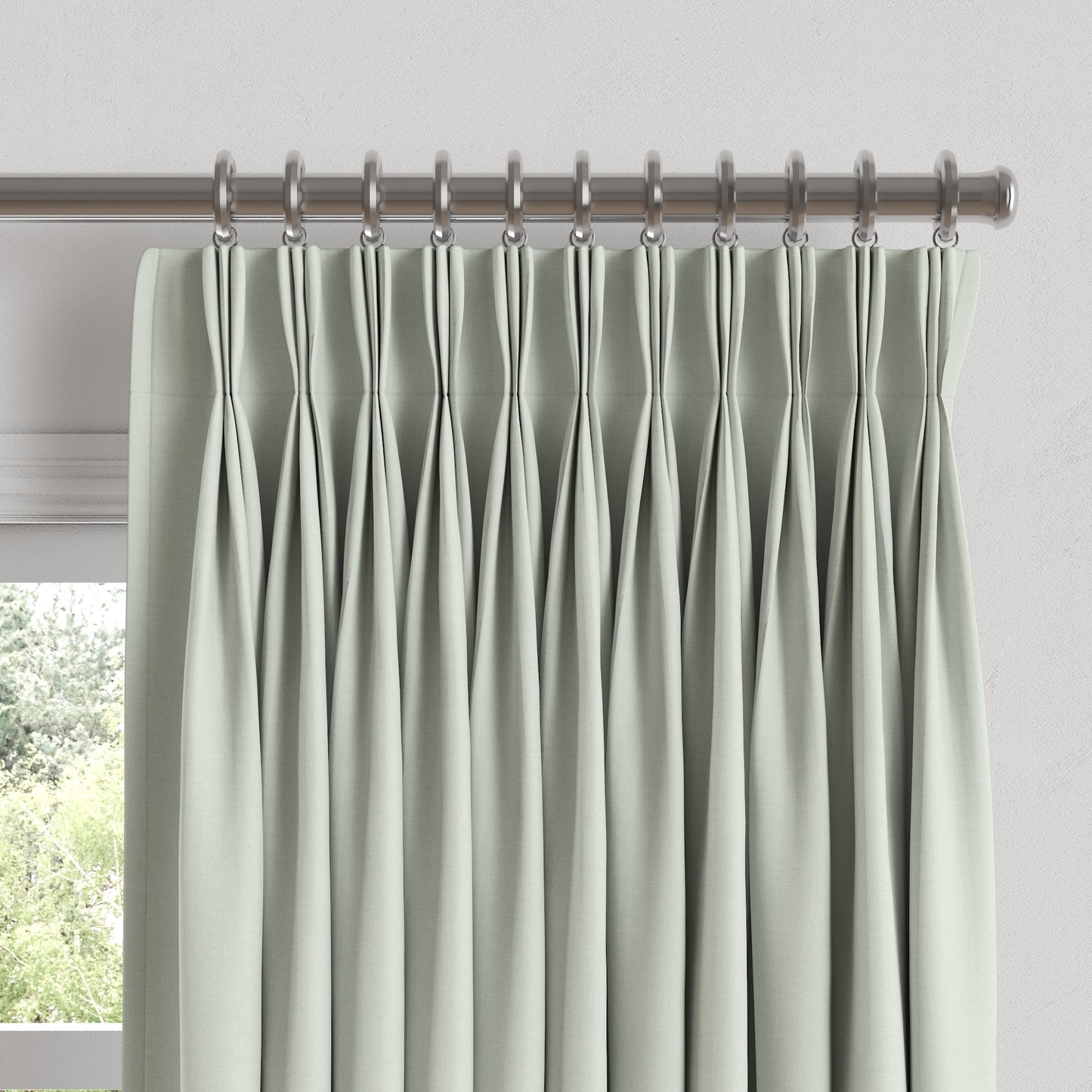 Pinch Pleat Drapery in Lush Linen - Seafoam