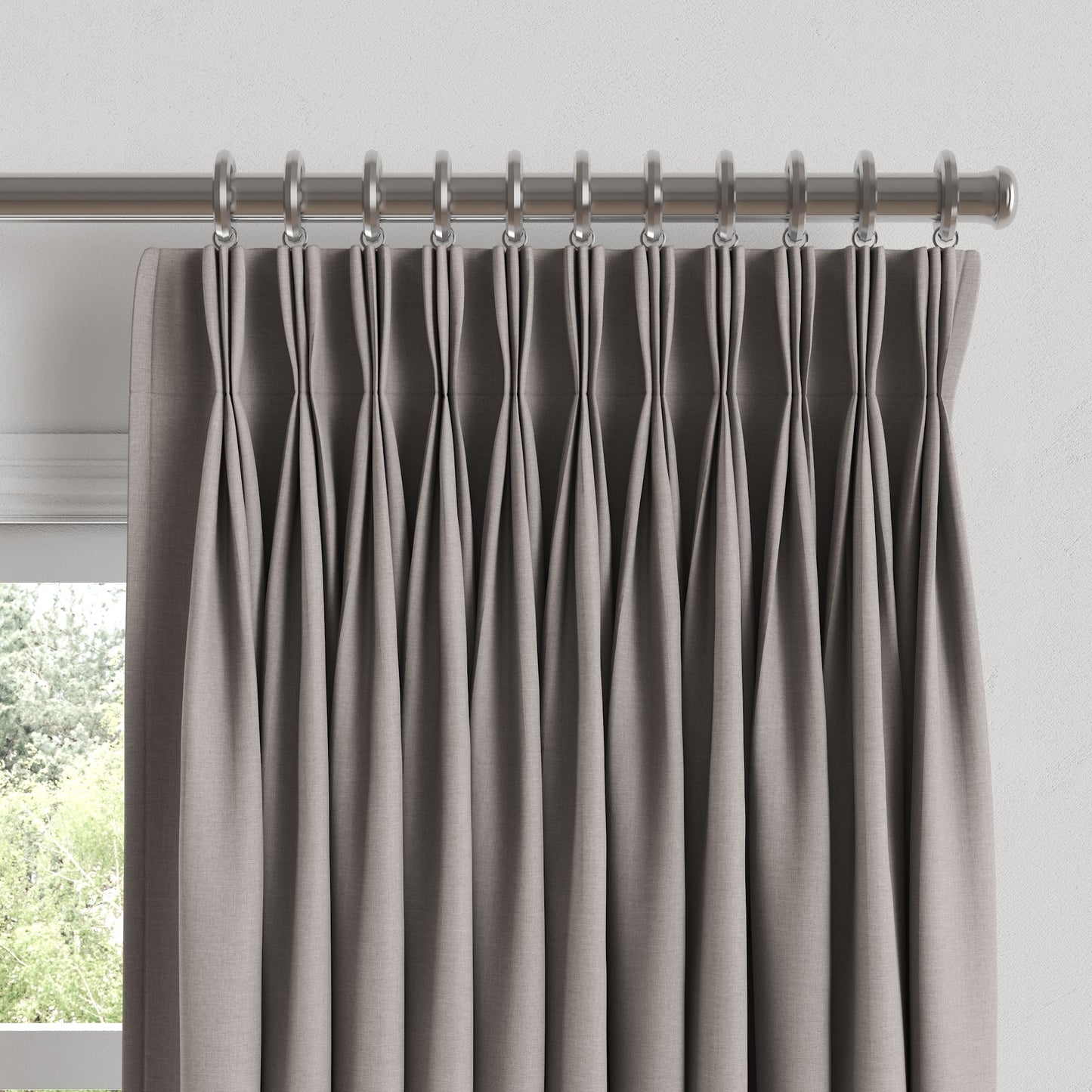 Pinch Pleat Drapery in Lush Linen - Smokey Quartz