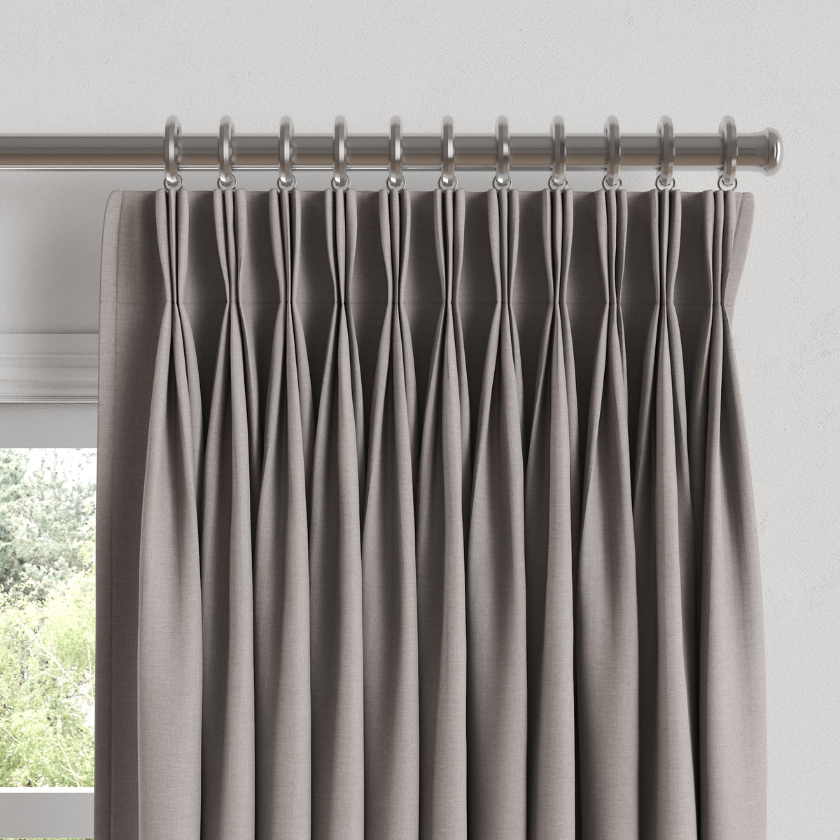 Pinch Pleat Drapery in Lush Linen - Smokey Quartz
