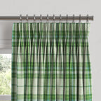 Pinch Pleat Drapery in Summer Plaid - Green Apple