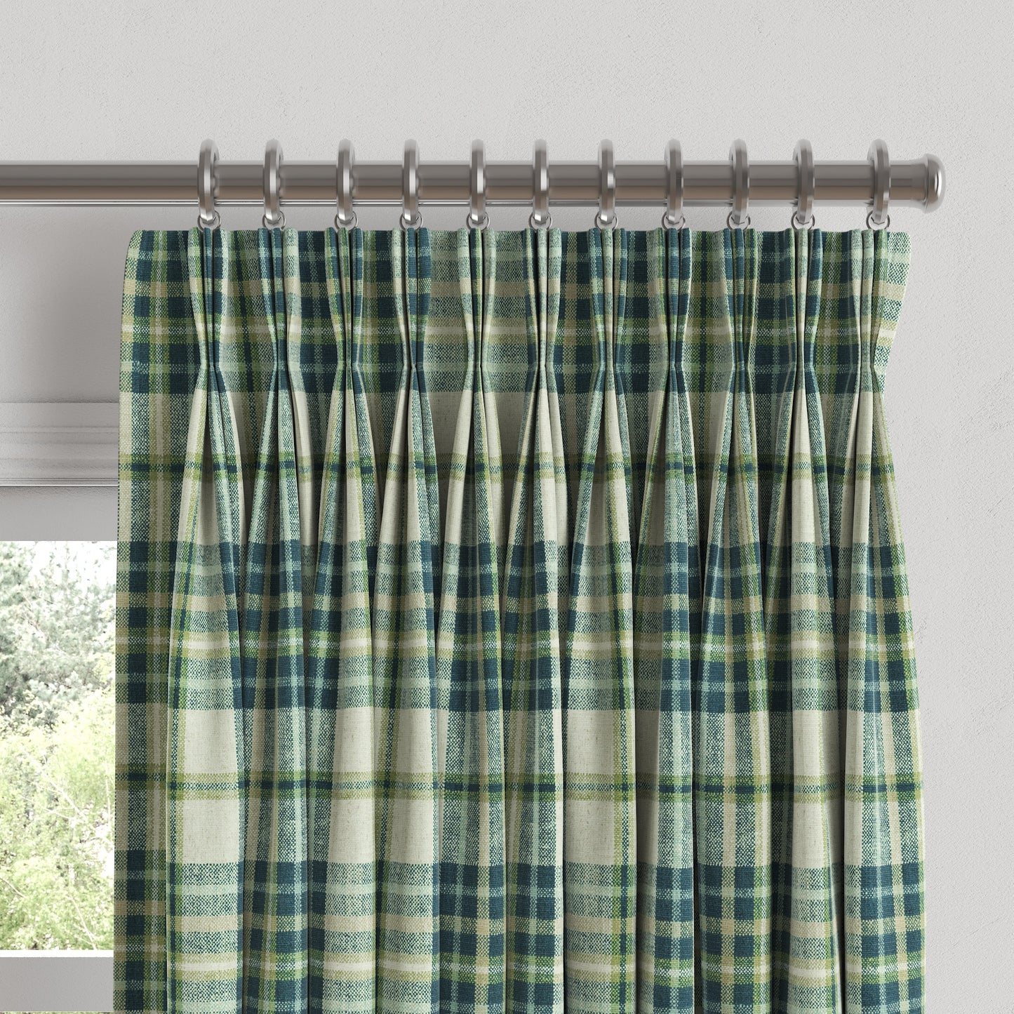 Pinch Pleat Drapery in Summer Plaid - Twilight