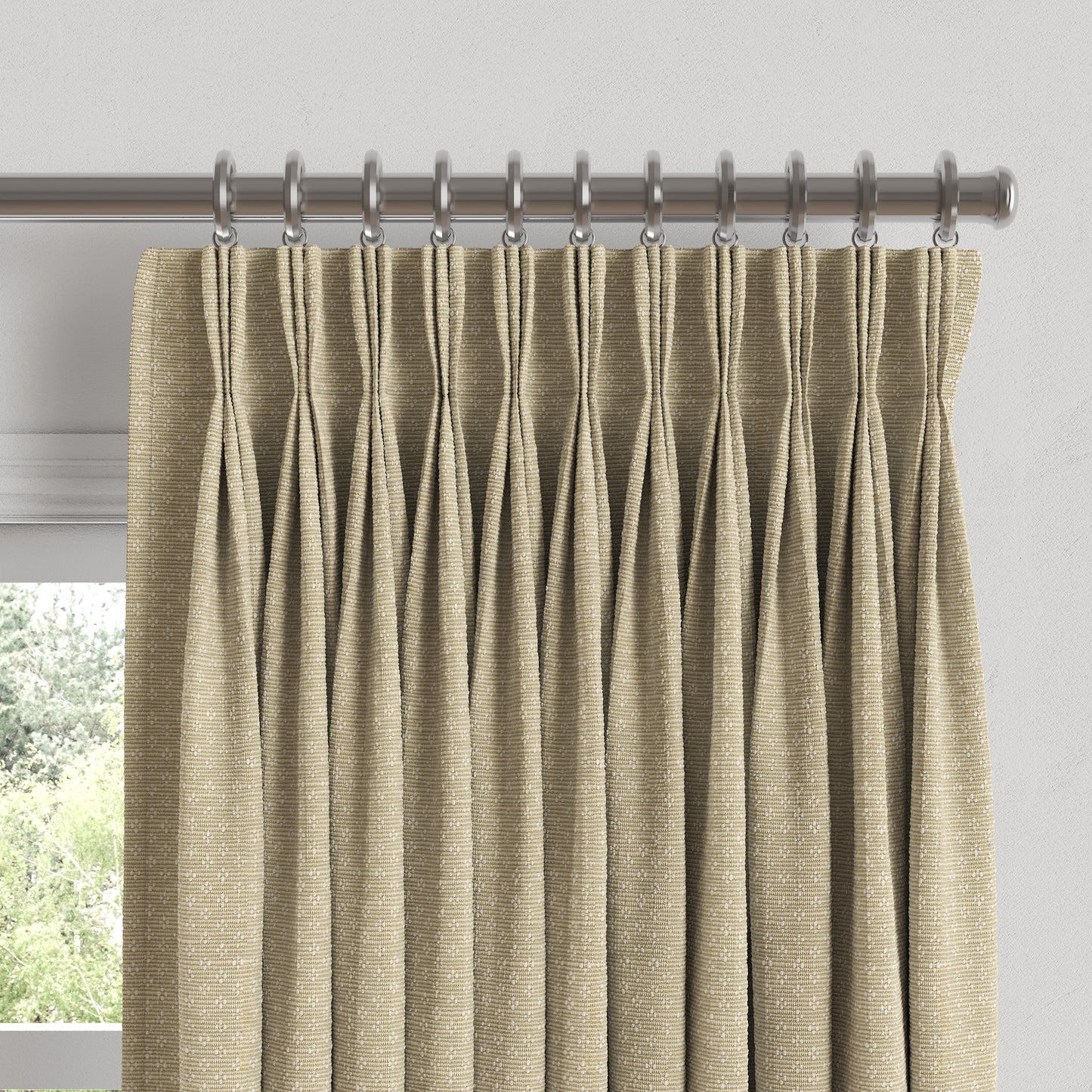 Pinch Pleat Drapery in Ditsy - Latte