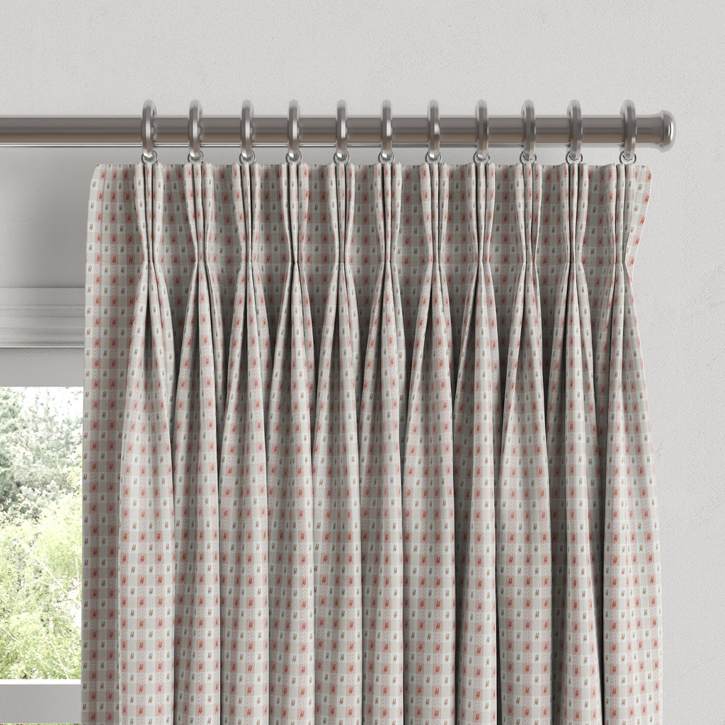 Pinch Pleat Drapery in Luxe Gingham - Blush
