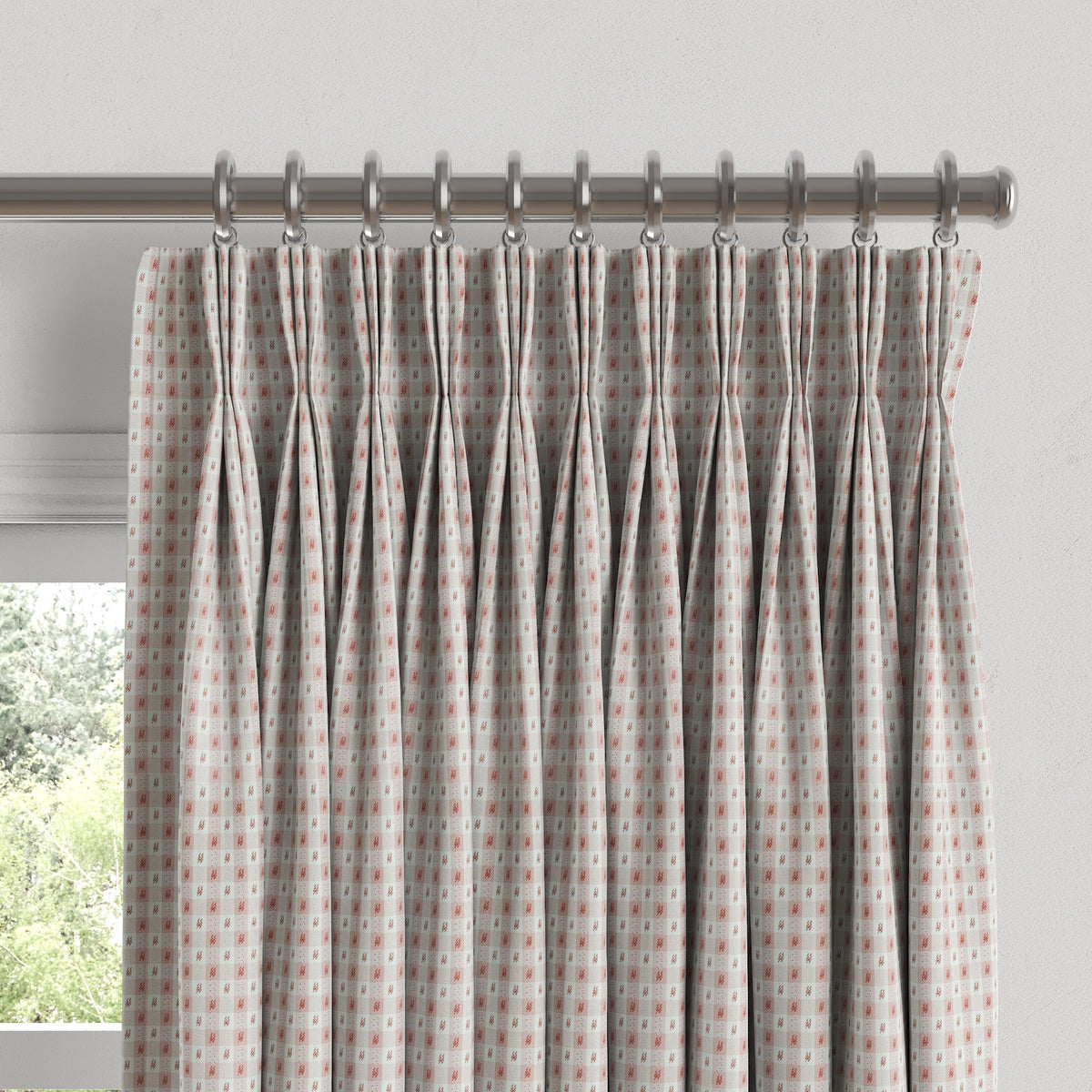 Pinch Pleat Drapery in Luxe Gingham - Blush