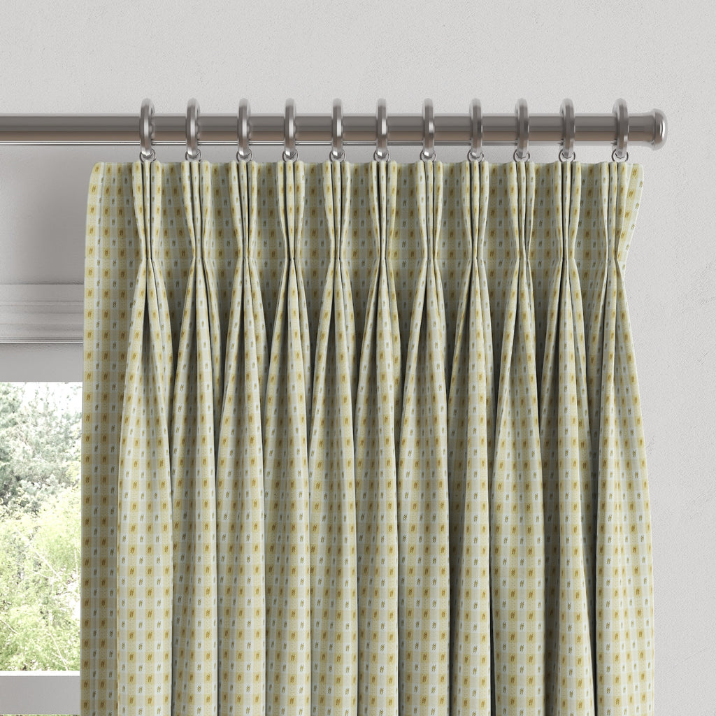 Pinch Pleat Drapery in Luxe Gingham - Butter