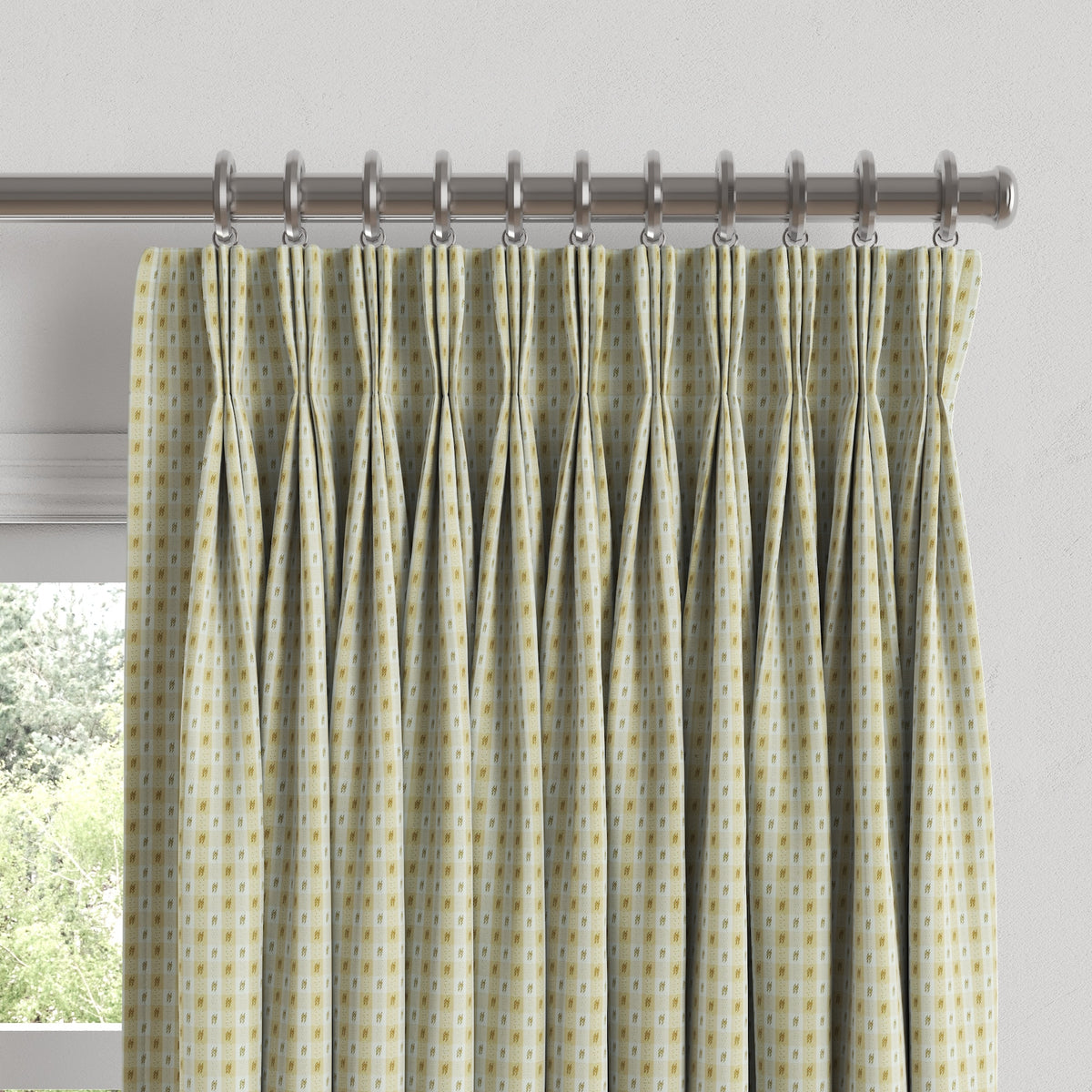 Pinch Pleat Drapery in Luxe Gingham - Butter