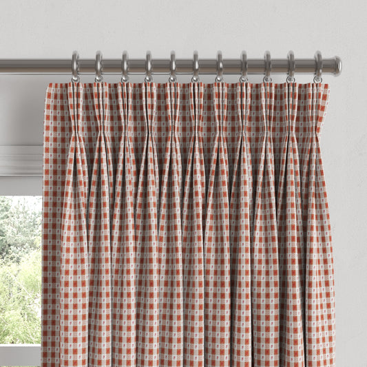 Pinch Pleat Drapery in Luxe Gingham - Red