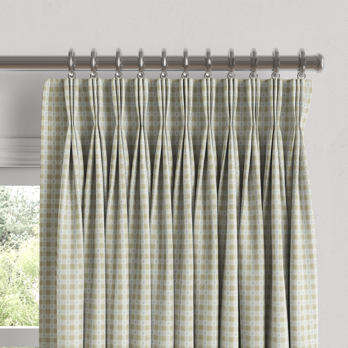 Pinch Pleat Drapery in Luxe Gingham - Wheat