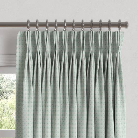Pinch Pleat Drapery in Luxe Gingham - Spa