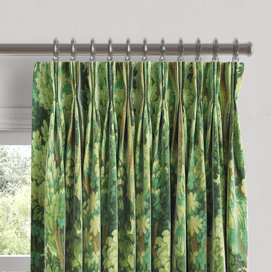 Pinch Pleat Drapery in Enchanted Forest - Emerald