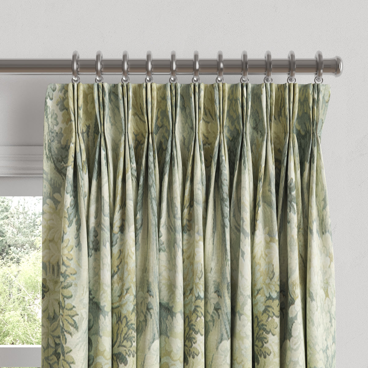 Pinch Pleat Drapery in Enchanted Forest - Mineral