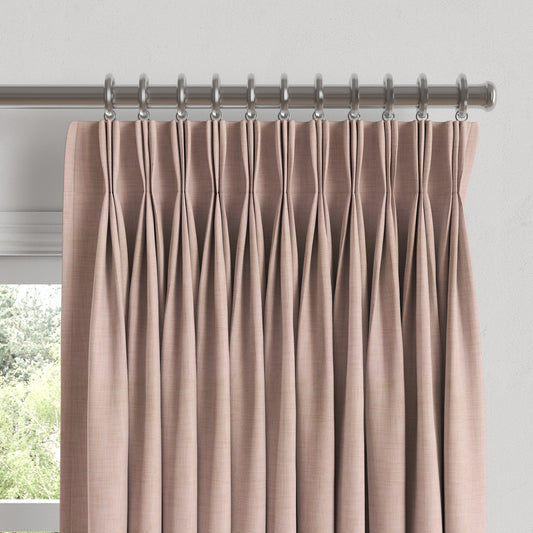 Pinch Pleat Drapery in Woven Cotton - Pink