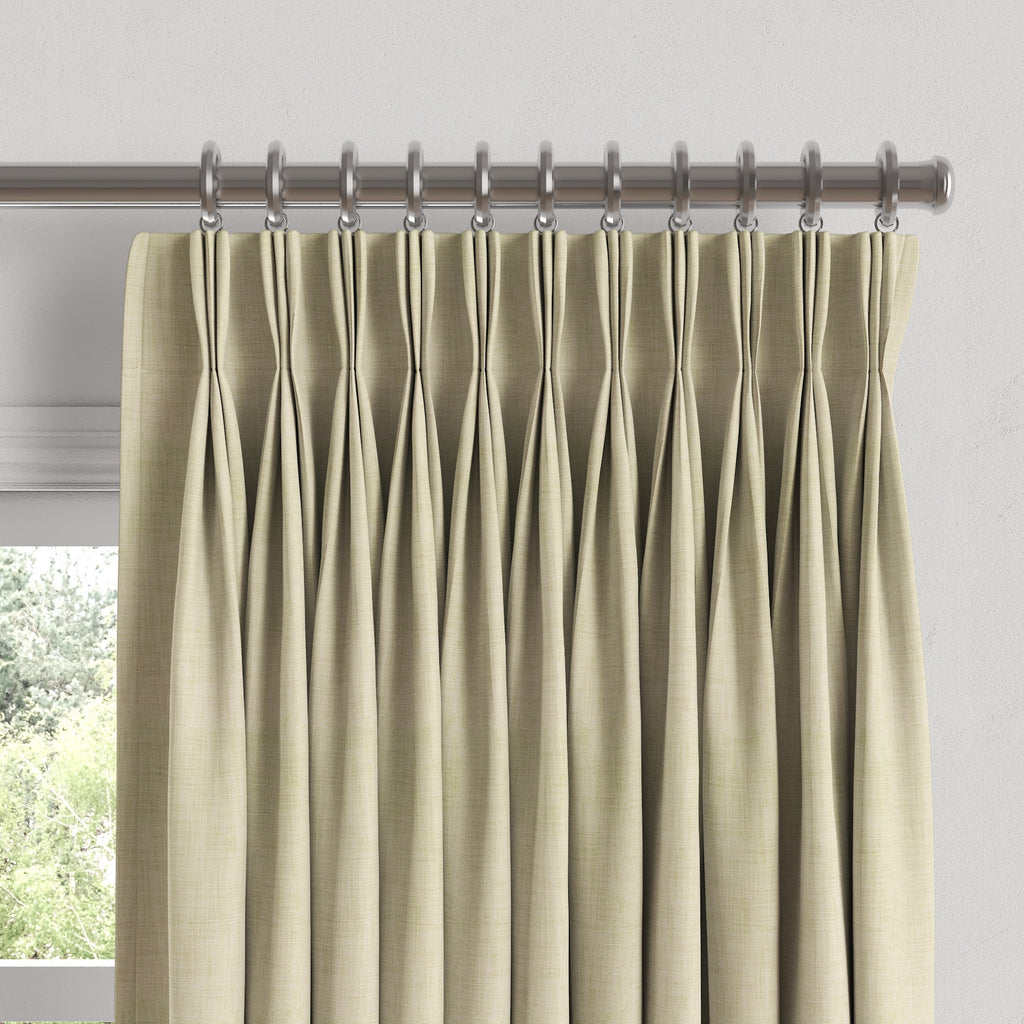 Pinch Pleat Drapery in Woven Cotton - Beige
