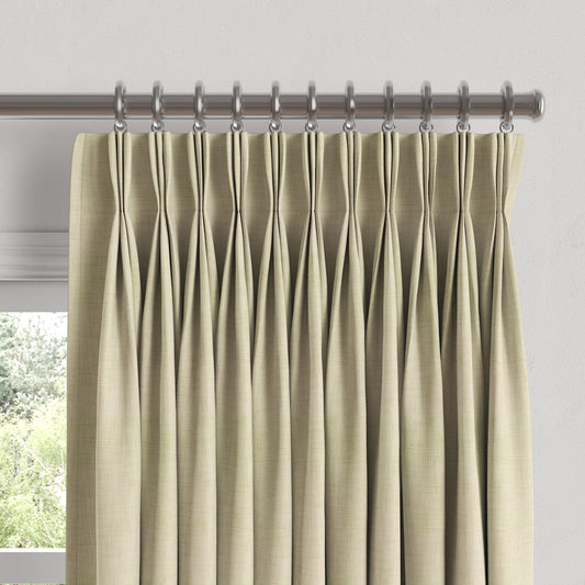 Pinch Pleat Drapery in Woven Cotton - Beige