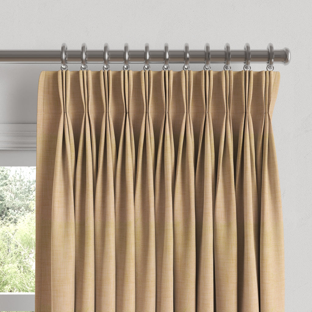 Pinch Pleat Drapery in Woven Cotton - Melon