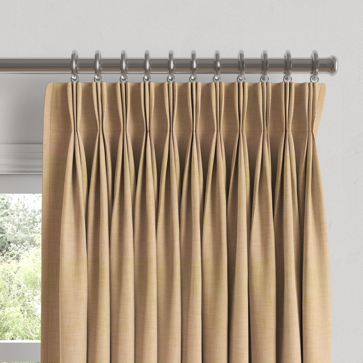Pinch Pleat Drapery in Woven Cotton - Melon