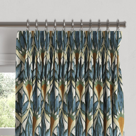 Pinch Pleat Drapery in Petal Press - Aquamarine