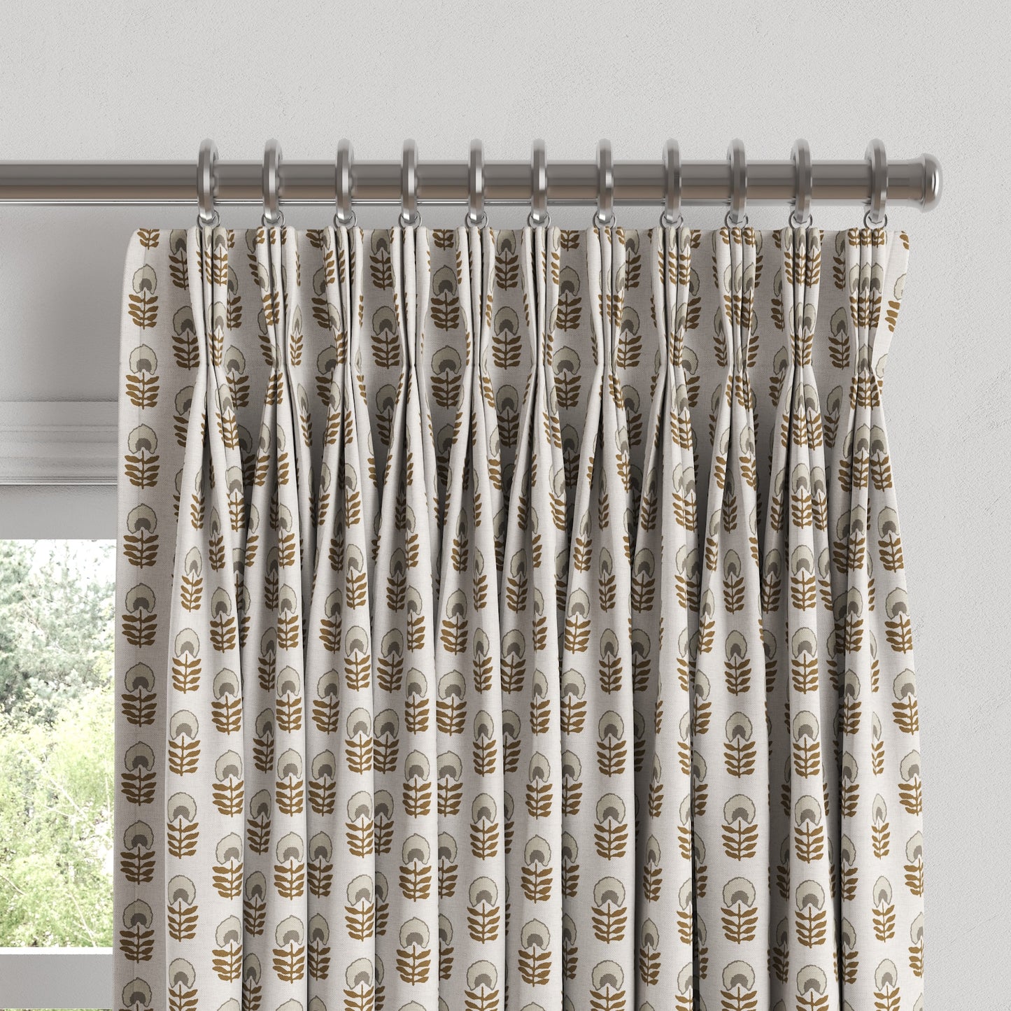 Pinch Pleat Drapery in Mini Florals - Birch