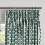 Pinch Pleat Drapery in Mini Florals - Mountain Teal