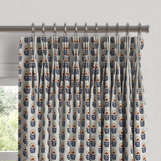Pinch Pleat Drapery in Mini Florals - Pottery