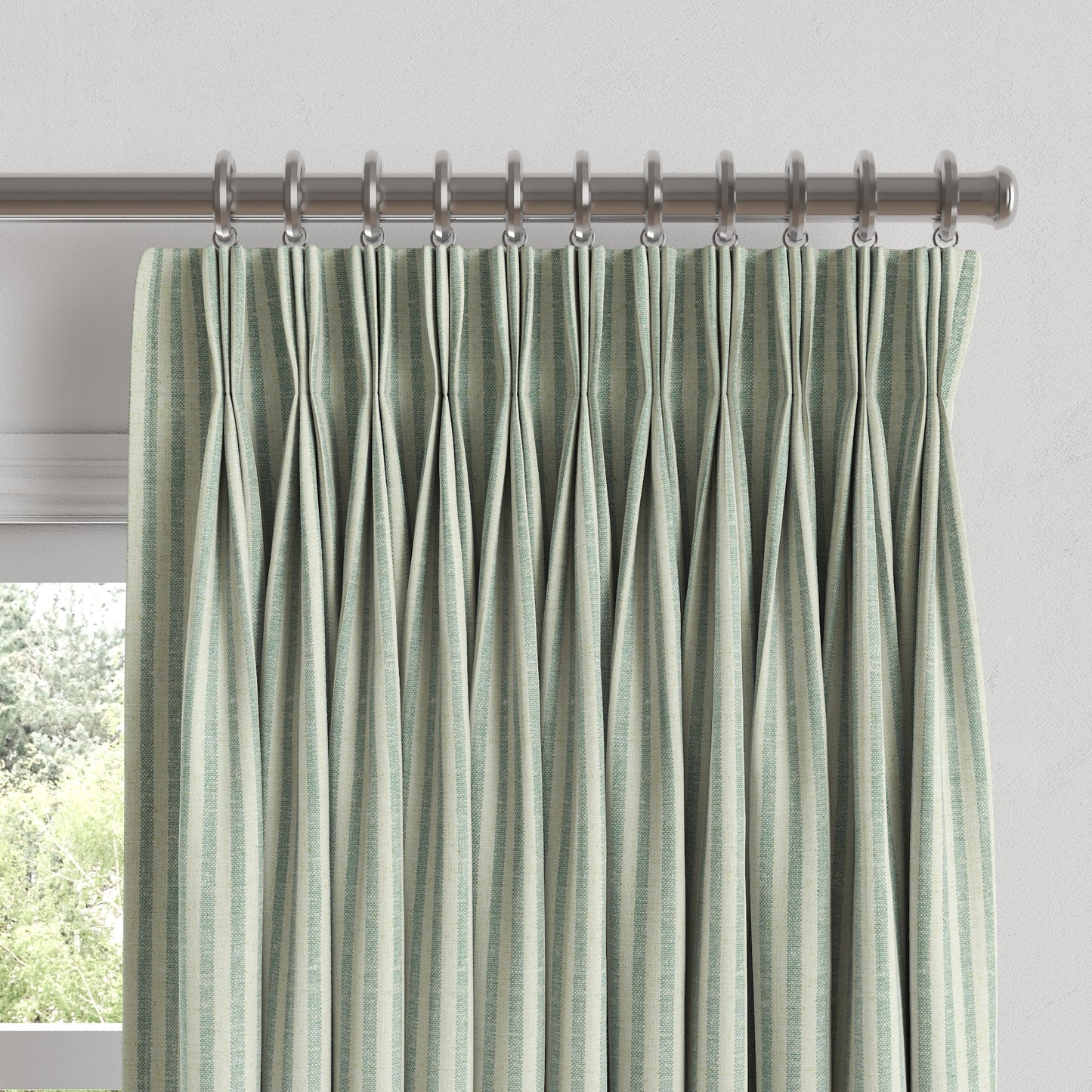 Pinch Pleat Drapery in Candy Shop Stripes - Bottleglass