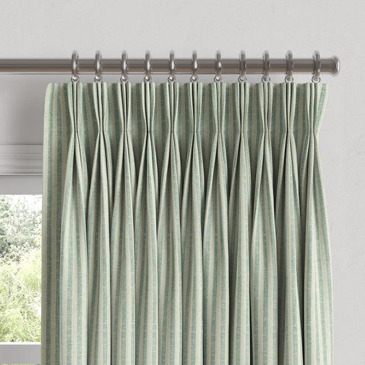 Pinch Pleat Drapery in Candy Shop Stripes - Bottleglass