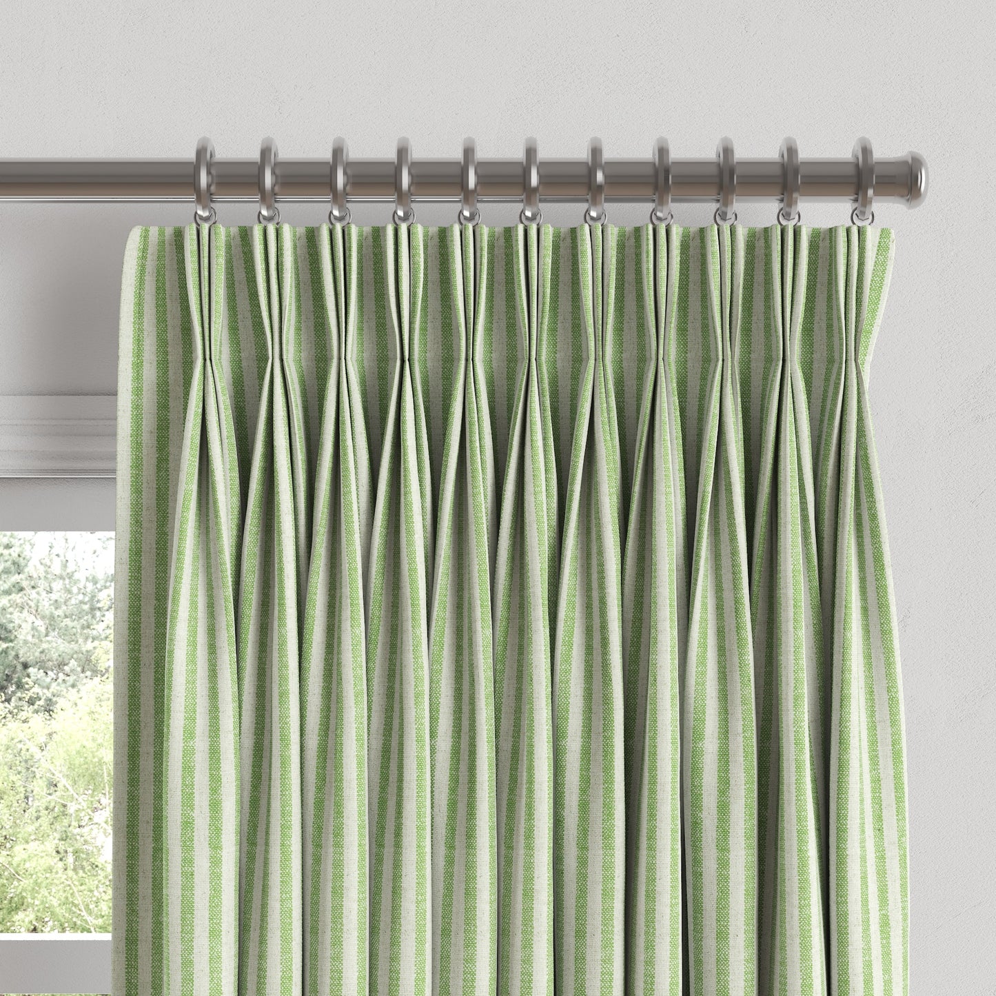 Pinch Pleat Drapery in Candy Shop Stripes - Lime