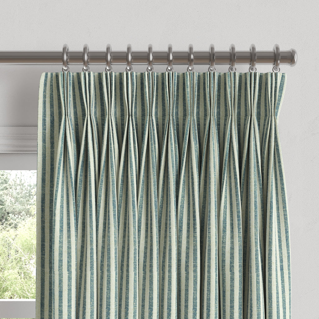 Pinch Pleat Drapery in Candy Shop Stripes - Navy