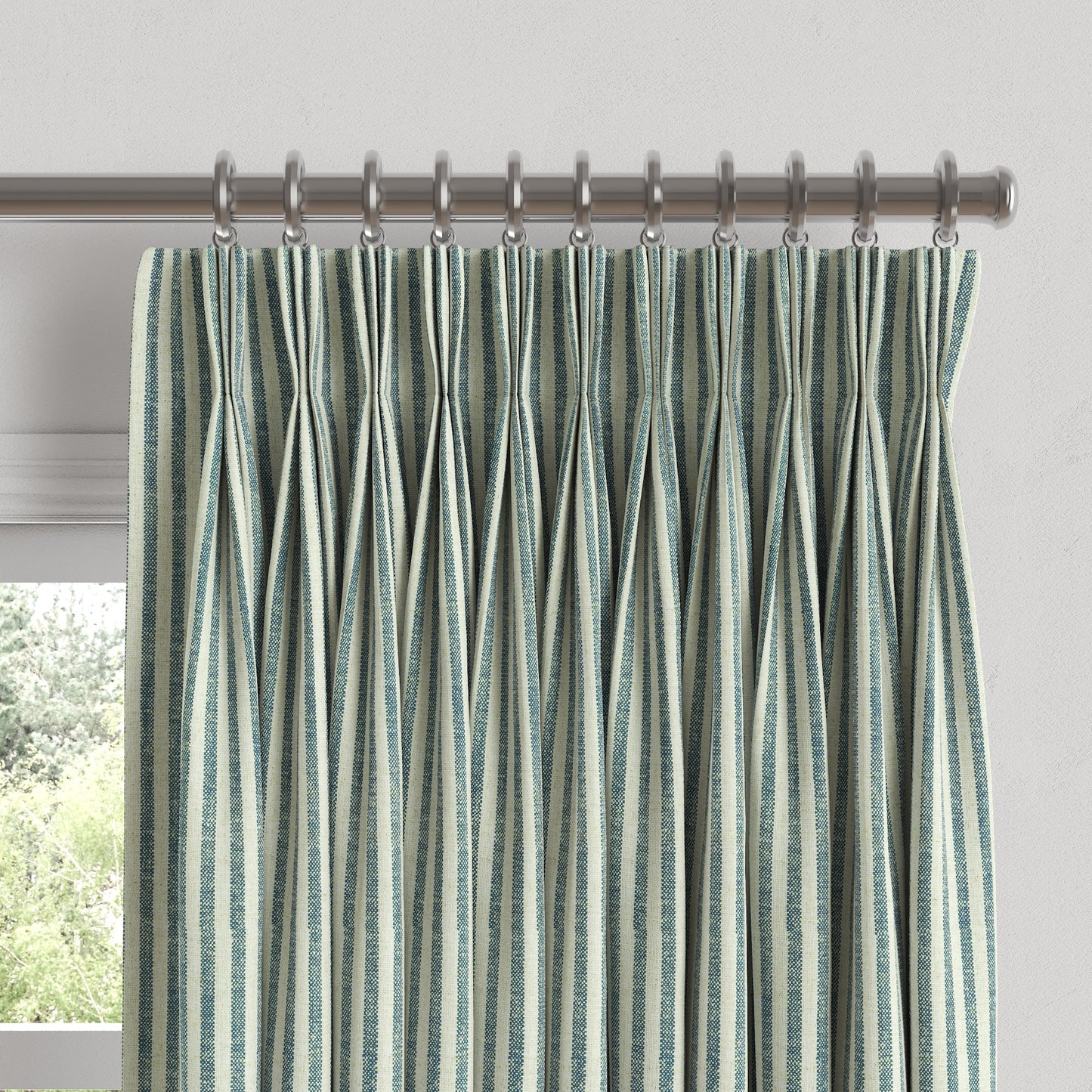 Pinch Pleat Drapery in Candy Shop Stripes - Navy