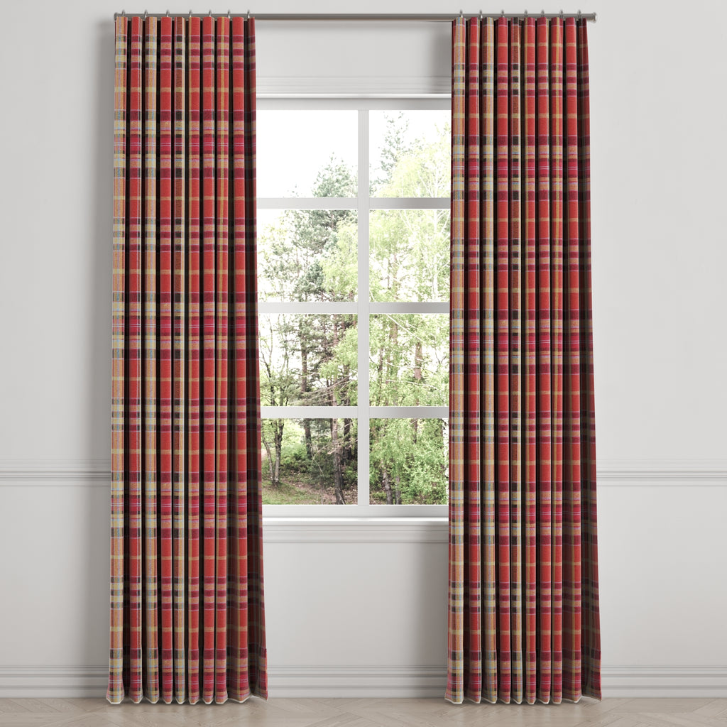 Ripplefold Drapery in Tartan - Redwood