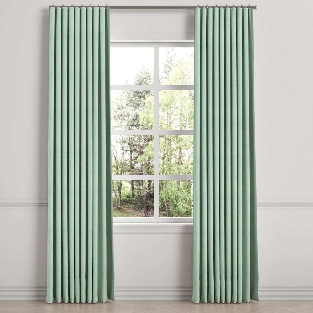 Ripplefold Drapery in Woven Cotton - Aqua