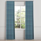 Ripplefold Drapery in Woven Cotton - Deep Blue