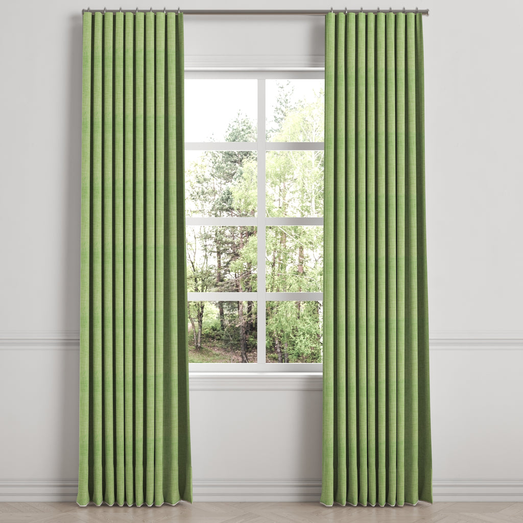 Ripplefold Drapery in Woven Cotton - Green