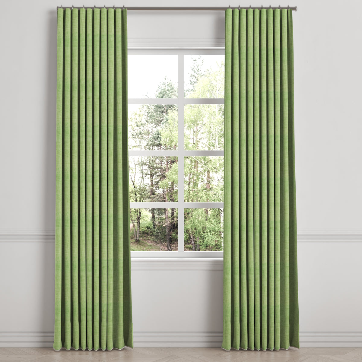 Ripplefold Drapery in Woven Cotton - Green