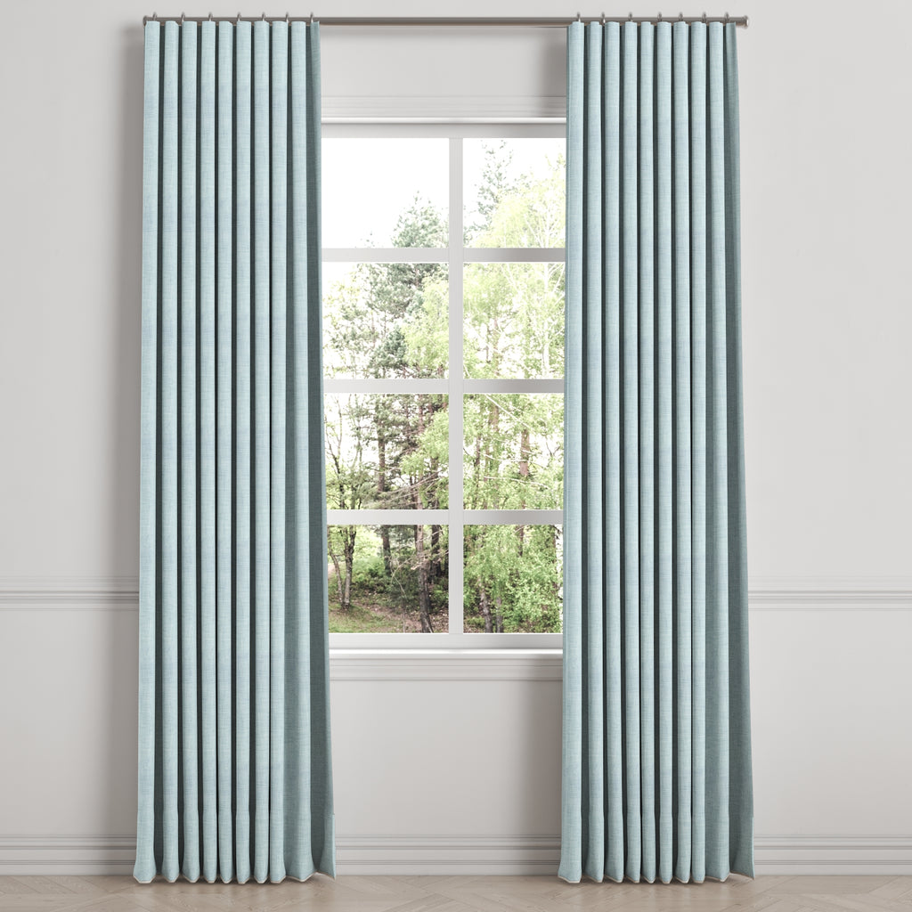 Ripplefold Drapery in Woven Cotton - Sky Blue