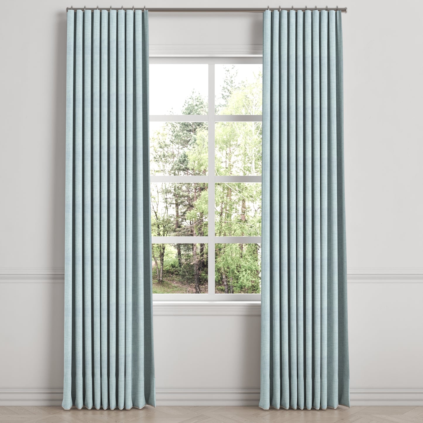 Ripplefold Drapery in Woven Cotton - Sky Blue